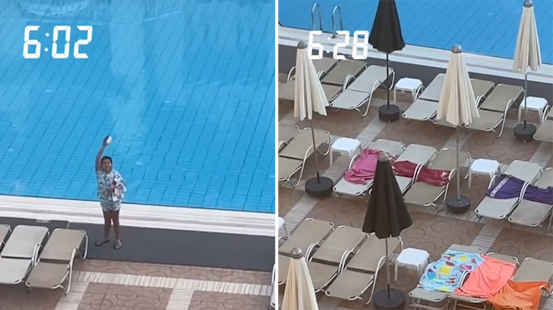 Tourist slammed for putting towels on hotel sunbeds at 6am